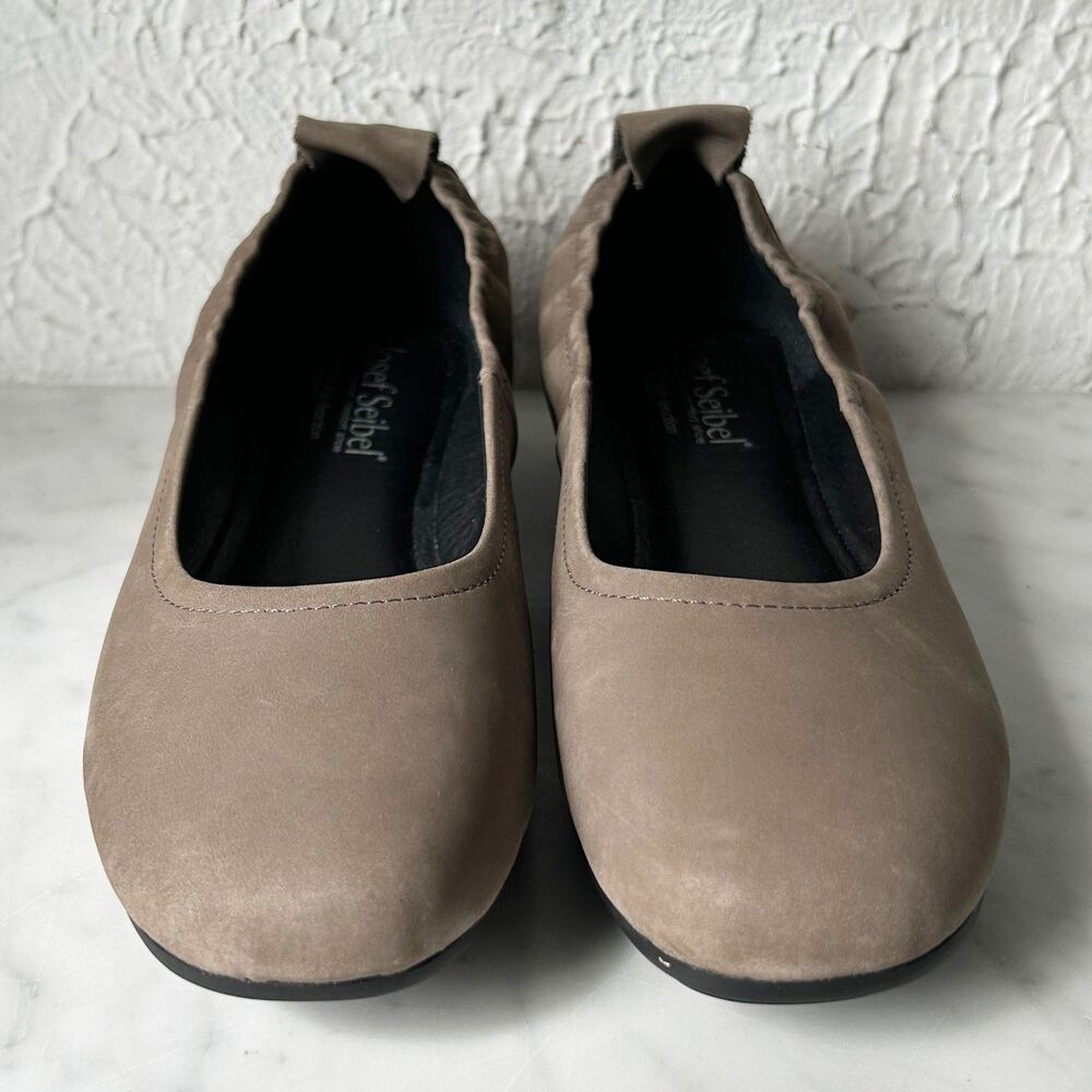 Josef Seibel Low Wedge Flats Women’s 37/6.5 Taupe Nubuck Leather Comfort Shoe